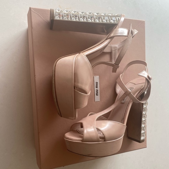 Miu Miu High Healed Sandal with Crystal Detailed Heal - Picture 4 of 7